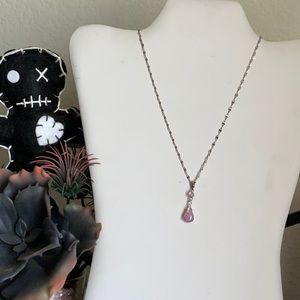 Precious Harlequin Jelly Opal Drop on a Dainty Stainless Laser Cut Razor Chain